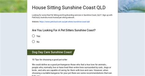 house sitting sunshine coast.